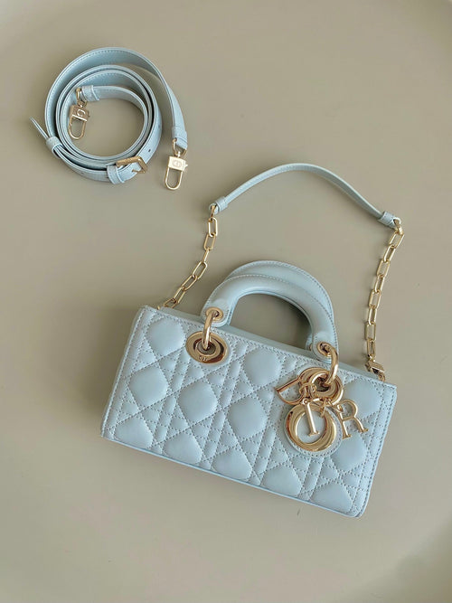 DIOR D-JOY BAG 22 IN LIGHT BLUE LAMBSKIN