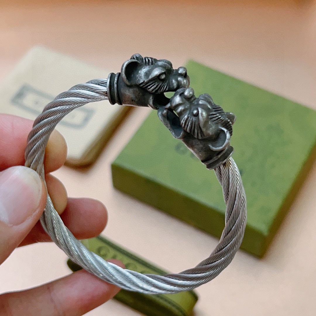 Double Gucci Double Tiger Head Vintage Bracelet