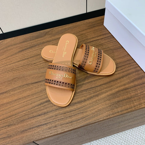 DIOR DWAY CIDER BROWN CALFSKIN AND GOLD LOGO