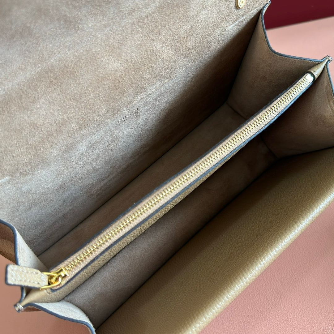 GUCCI 25S DIONYSUS WALLET 28 IN SAND BROWN CALFSKIN
