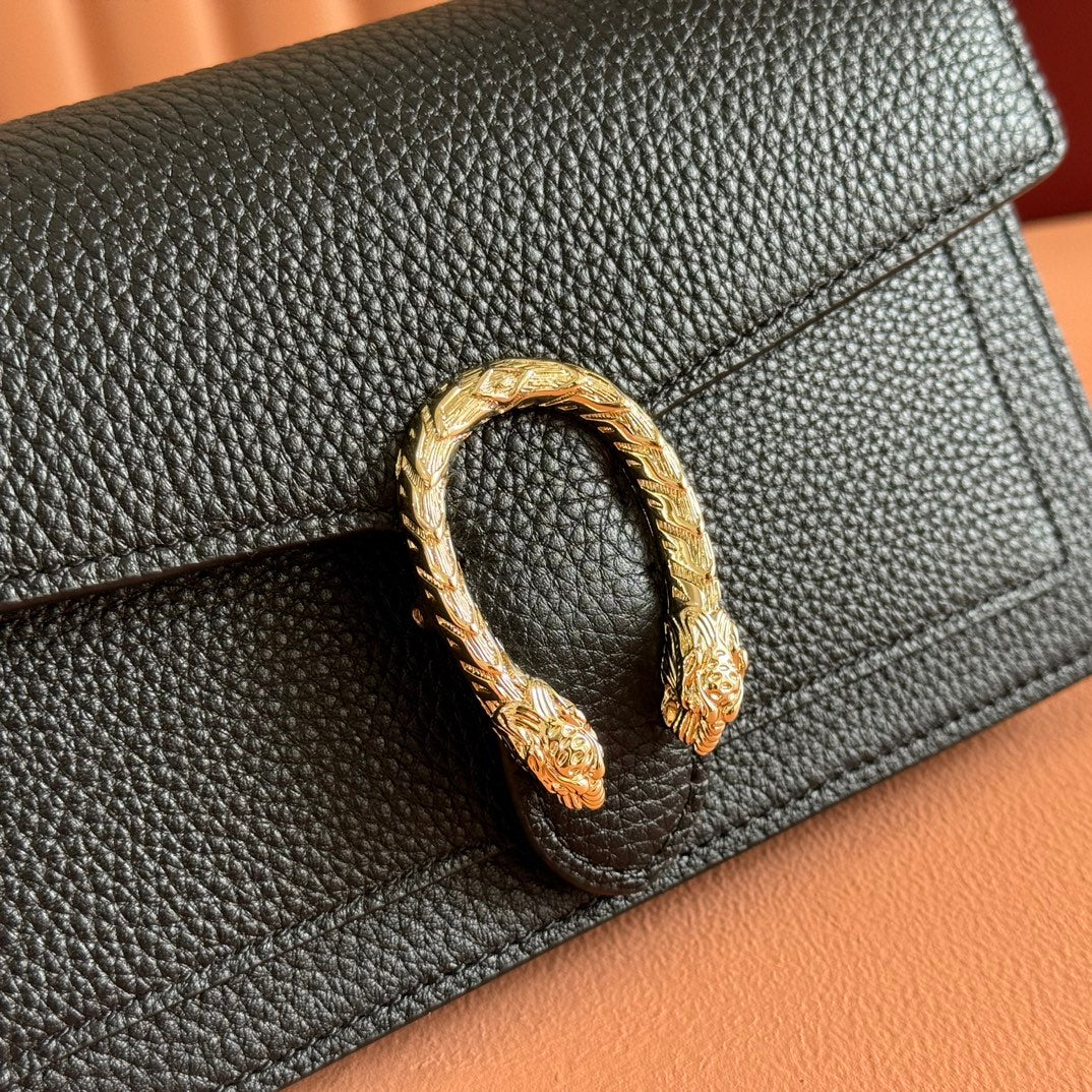 GUCCI 25S DIONYSUS WALLET ON CHAIN 20 IN BLACK CALFSKIN