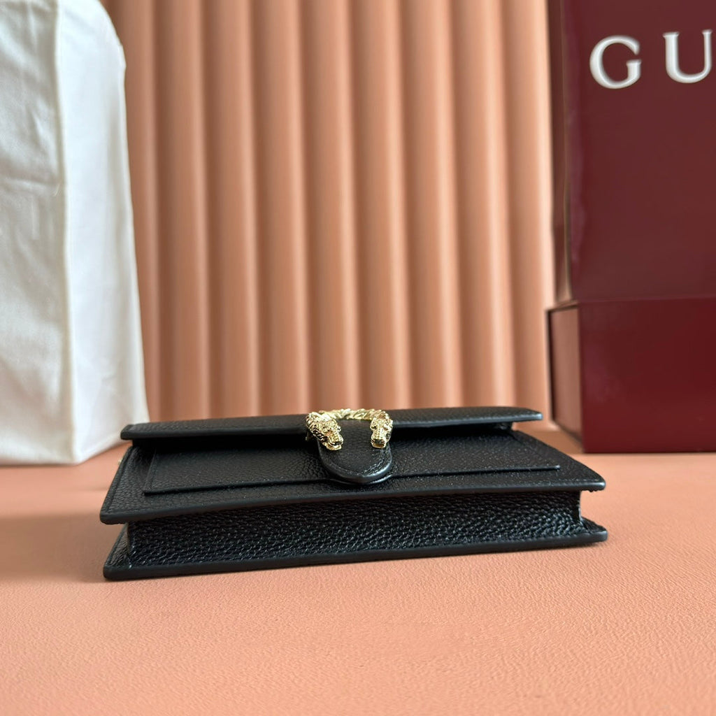 GUCCI 25S DIONYSUS WALLET ON CHAIN 20 IN BLACK CALFSKIN