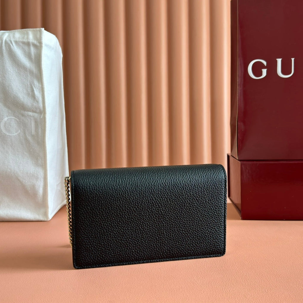 GUCCI 25S DIONYSUS WALLET ON CHAIN 20 IN BLACK CALFSKIN