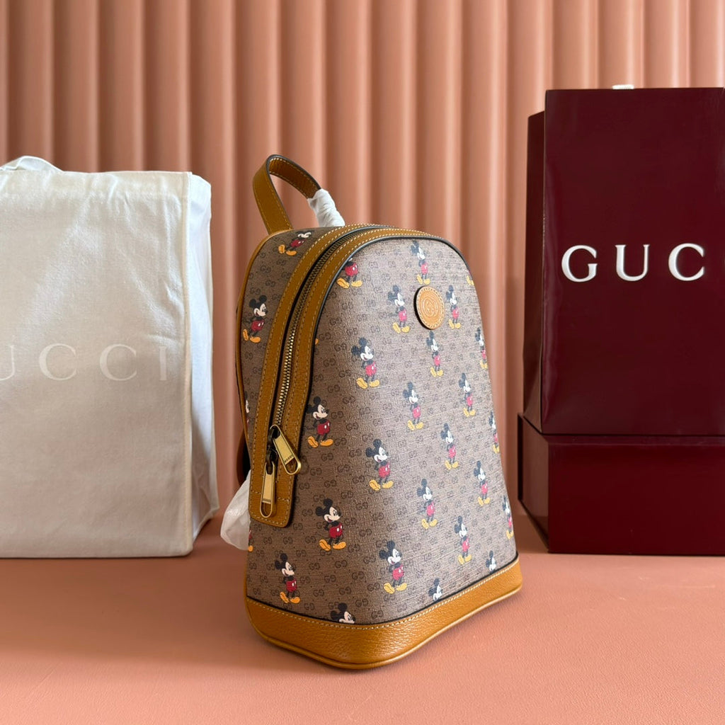 GUCCI DONALD MICKEY SMALL BACKPACK 29 CARAMEL IN CALFSKIN
