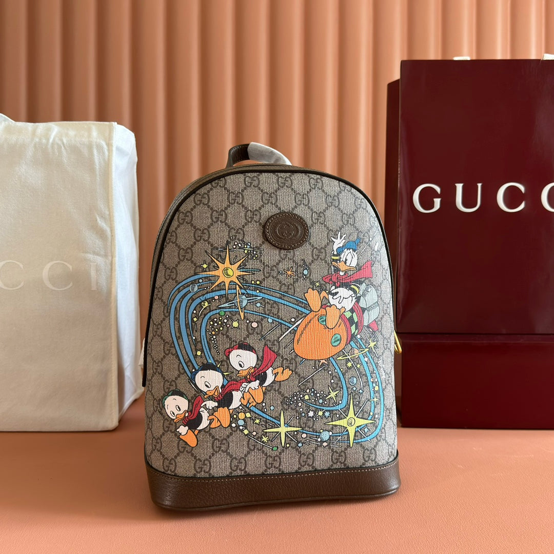 GUCCI DONALD DUCK SMALL BACKPACK 29 BROWN IN CALFSKIN