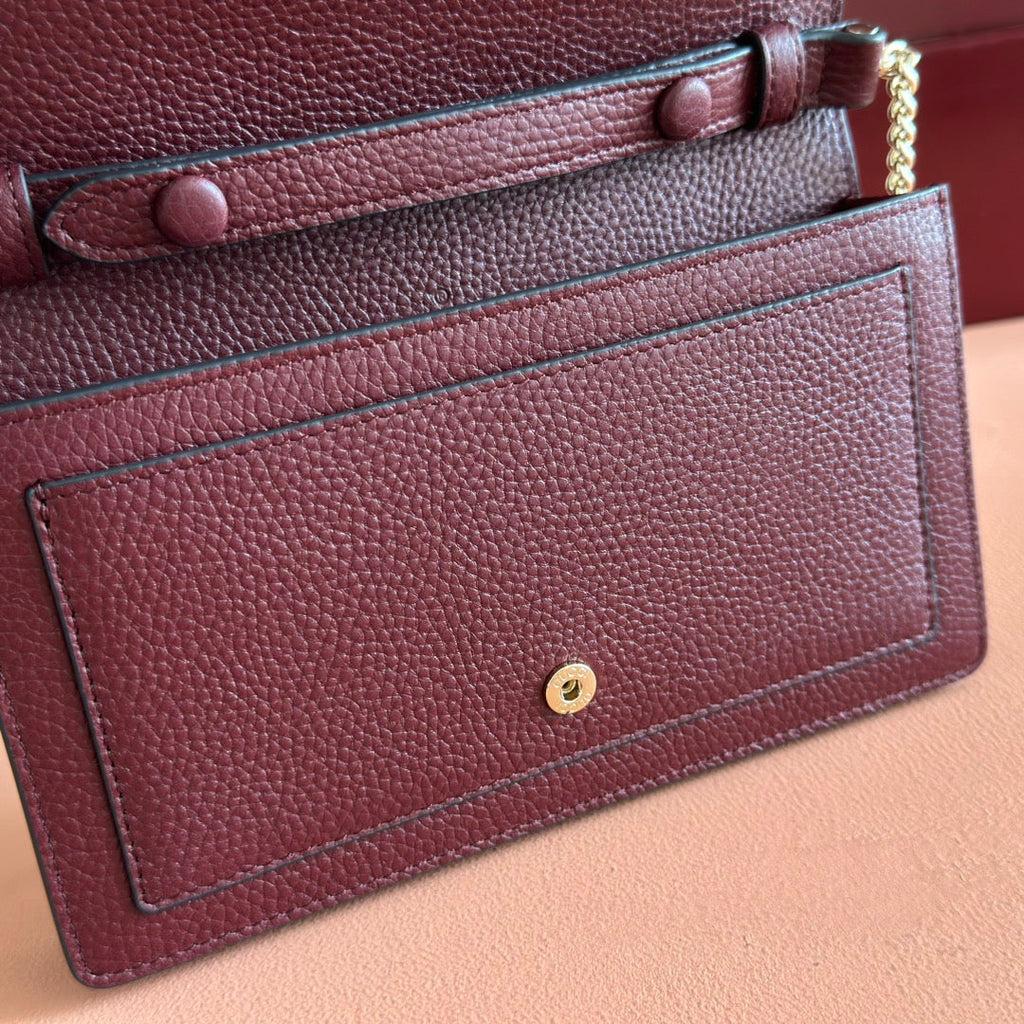 GUCCI 25S DIONYSUS WALLET ON CHAIN 20 IN ROSSO ANCORA CALFSKIN