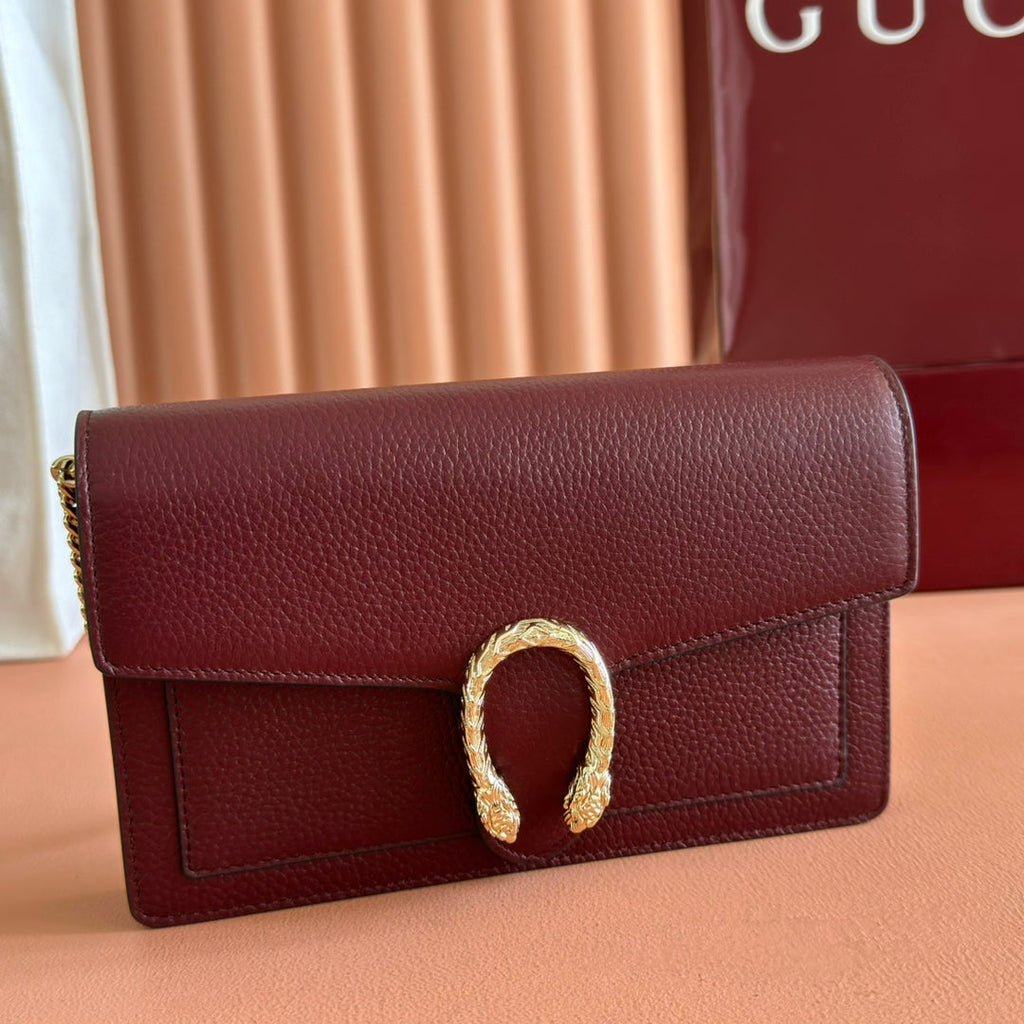 GUCCI 25S DIONYSUS WALLET ON CHAIN 20 IN ROSSO ANCORA CALFSKIN