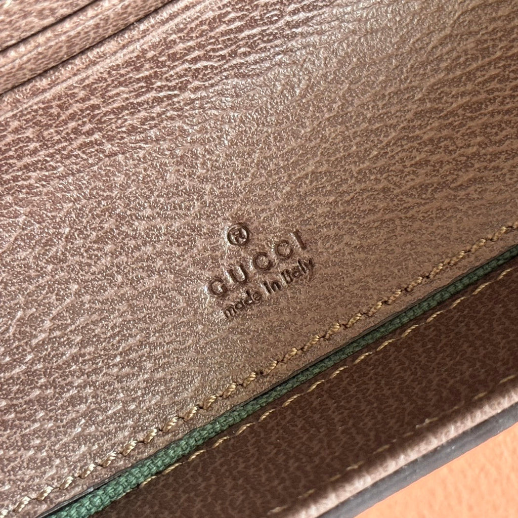 GUCCI 25S OPHIDIA MINI BAG 20 IN BEIGE CANVAS AND BROWN CALFSKIN