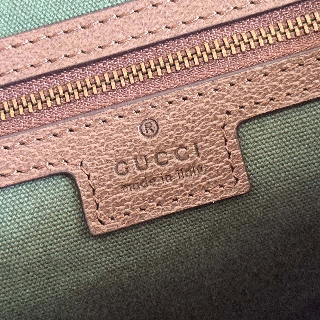 GUCCI 25S OPHIDIA SMALL BAG 28 IN BEIGE CANVAS AND BROWN CALFSKIN