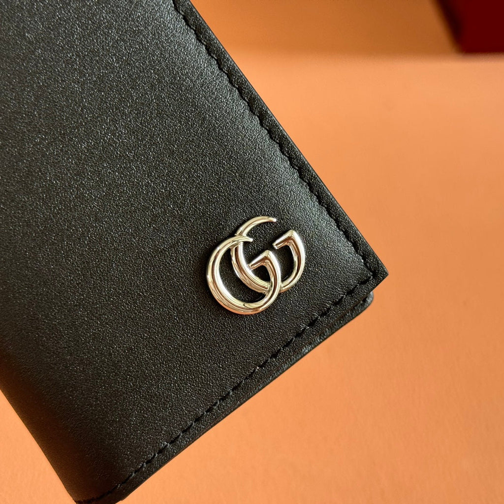 GUCCI 25S MARMONT WALLET BAG 10 IN BLACK CALFSKIN