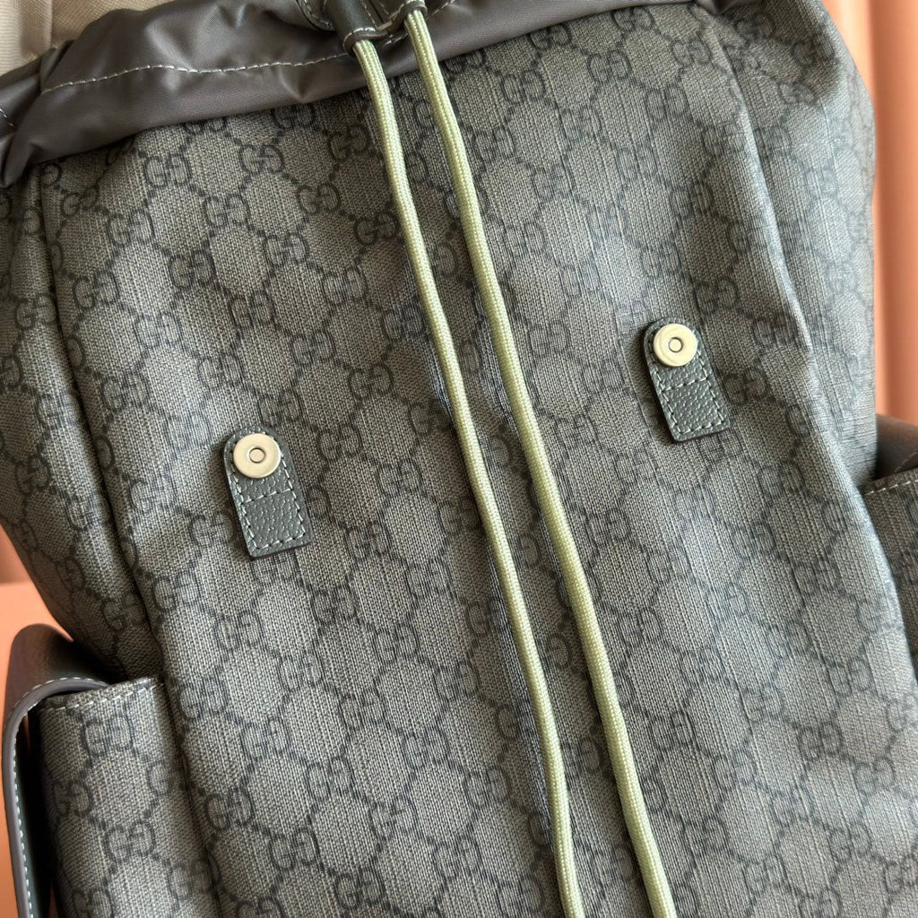 GUCCI 25S OPHIDIA MEDIUM BACKPACK 40 IN GREEN GRAY CALFSKIN