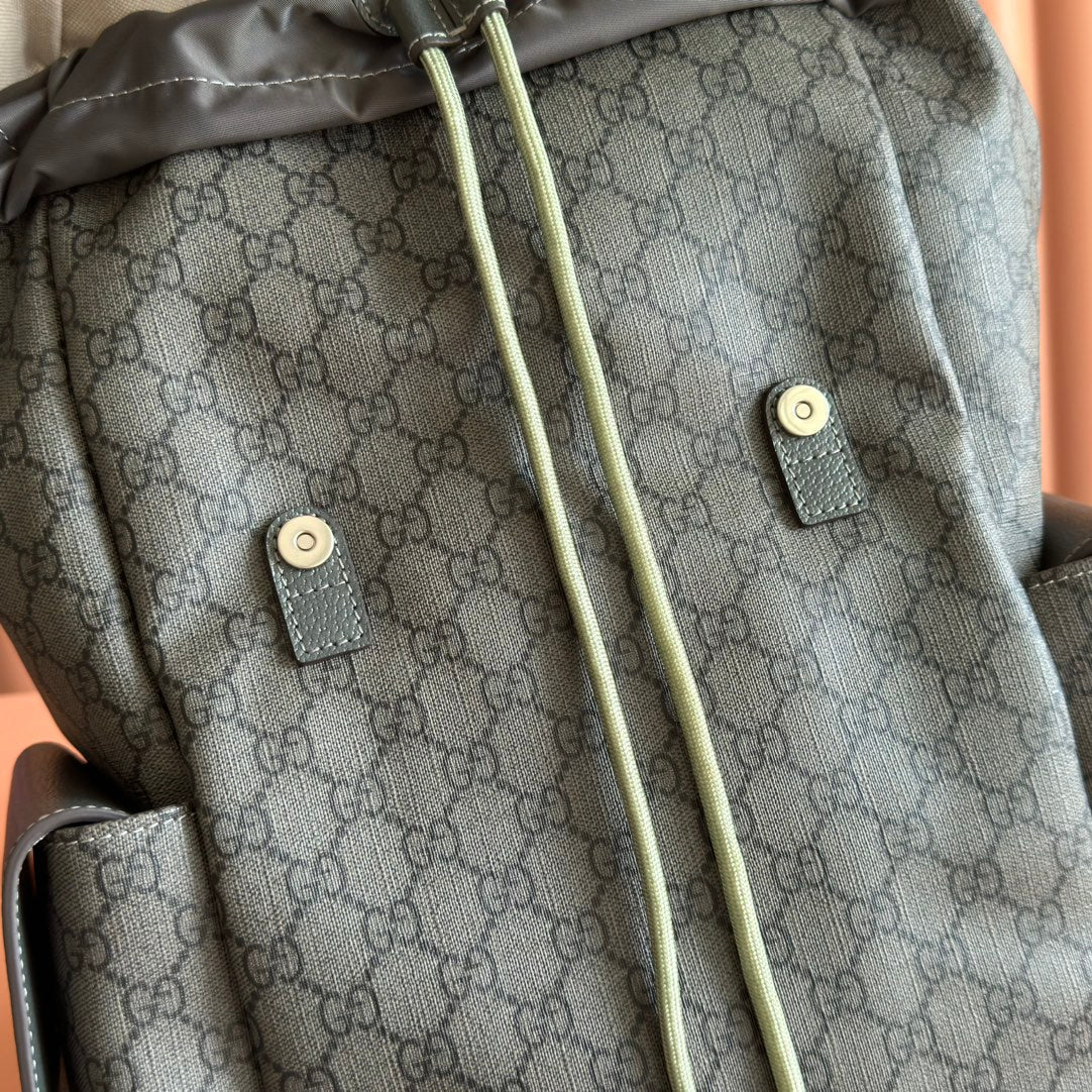 GUCCI 25S OPHIDIA MEDIUM BACKPACK 40 IN GREEN GRAY CALFSKIN
