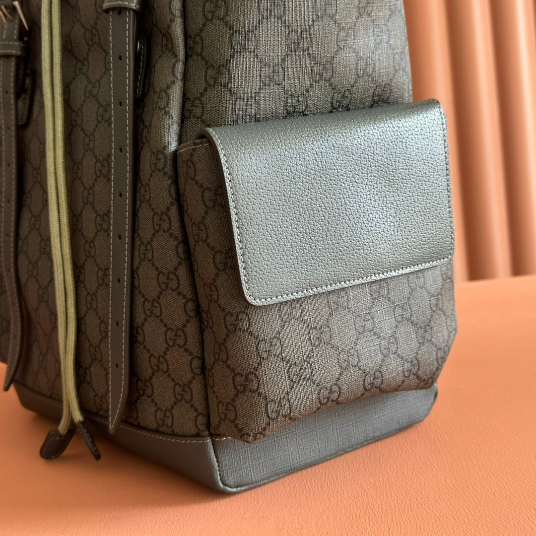 GUCCI 25S OPHIDIA MEDIUM BACKPACK 40 IN GREEN GRAY CALFSKIN