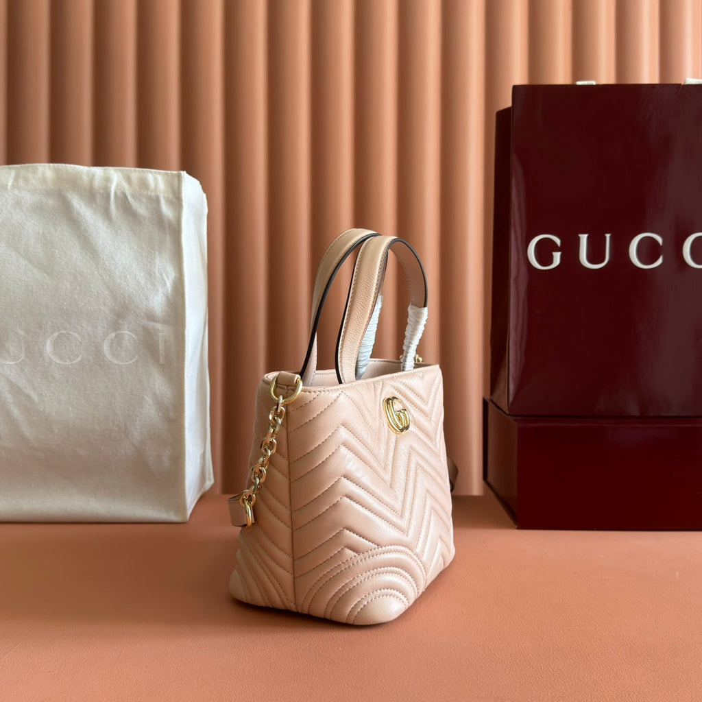 GUCCI 25S SMALL TOTE BAG 29 CM IN NUDE PINK CALFSKIN WITH GOLD HARDWARE