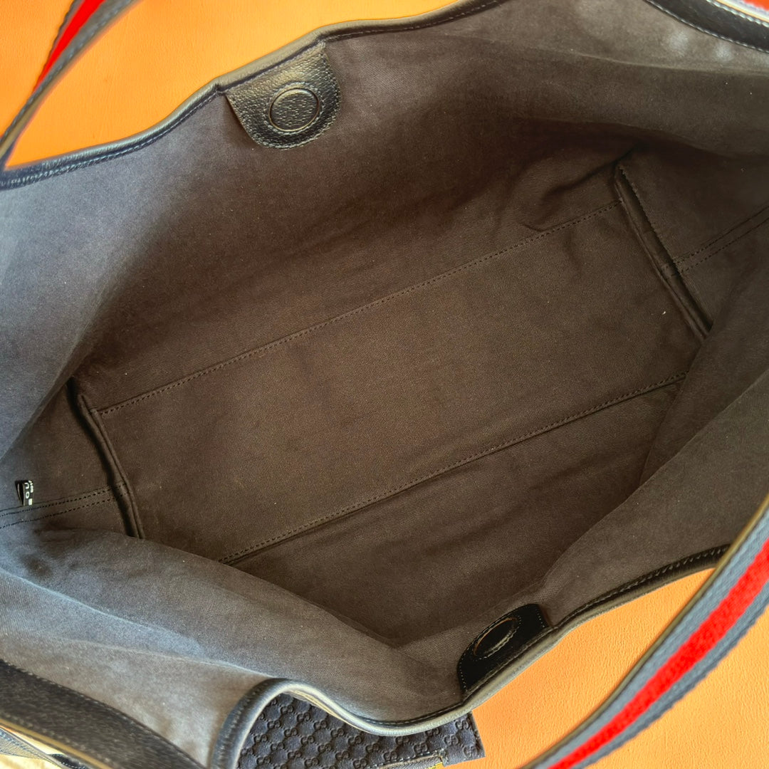 GUCCI 25S GIGLIO LARGE TOTE BAG 60 CM IN CHARCOAL GRAY CANVAS