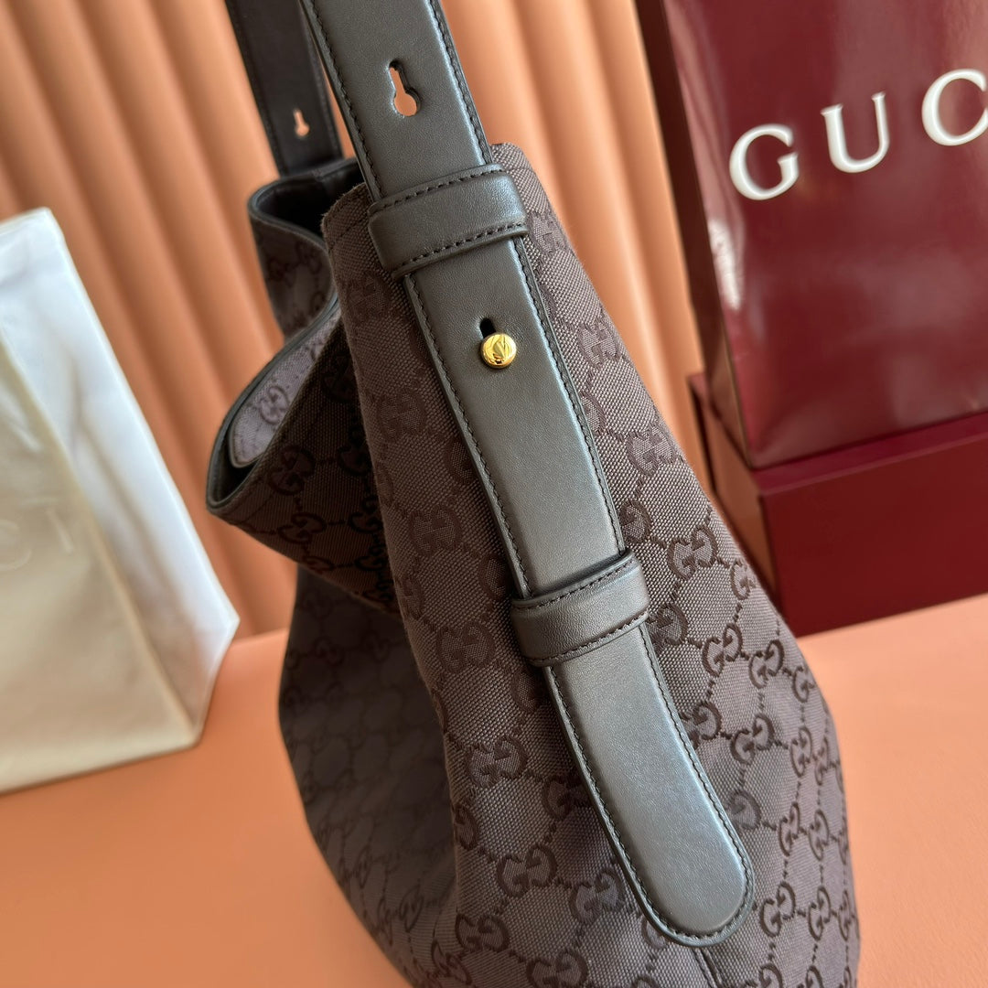 GUCCI 25S BEATRIX LARGE TOTE BAG 40 CM IN DARK CHOCOLATE BROWN CANVAS