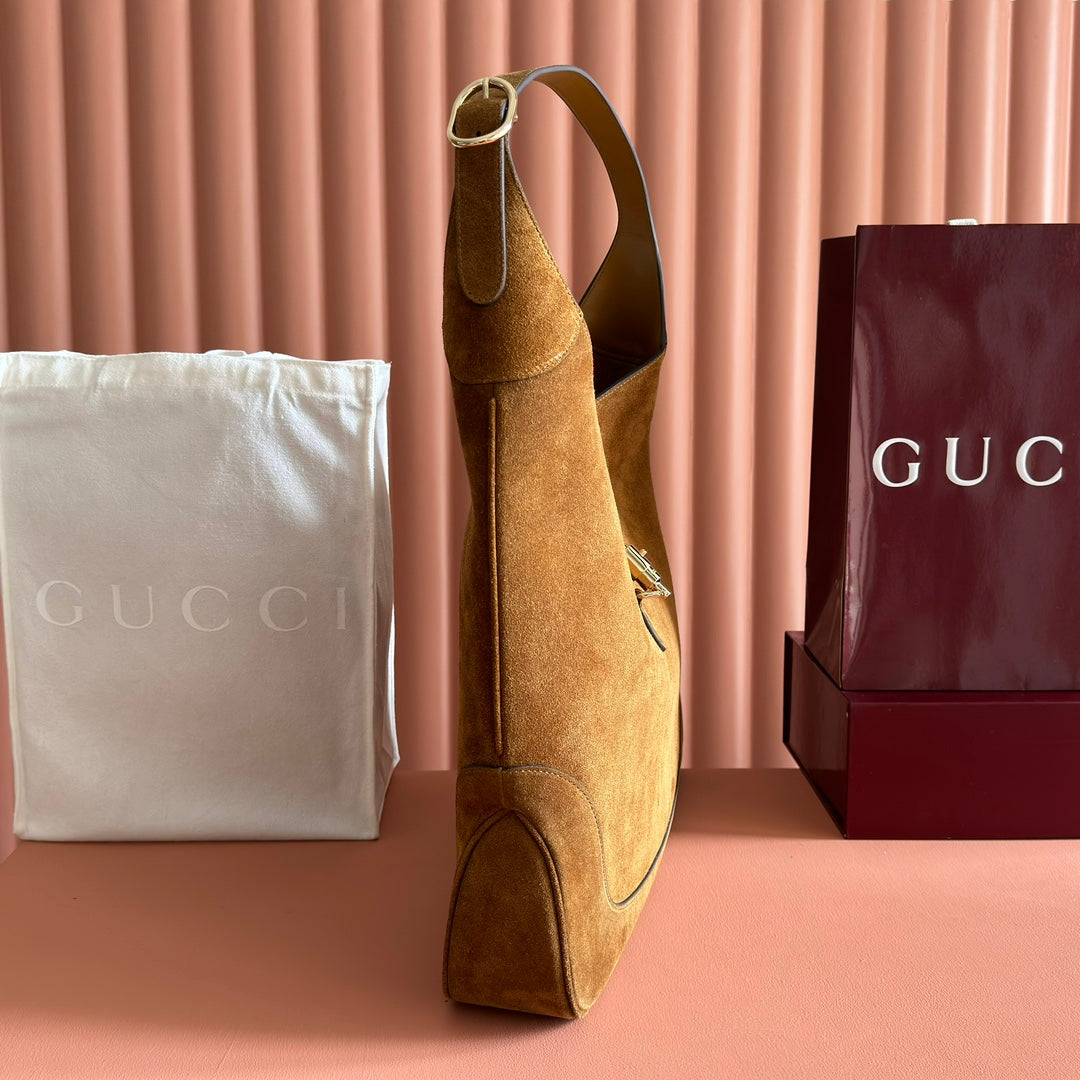 GUCCI 25S JACKIE GIORNO 44 CM IN BROWN SUEDE
