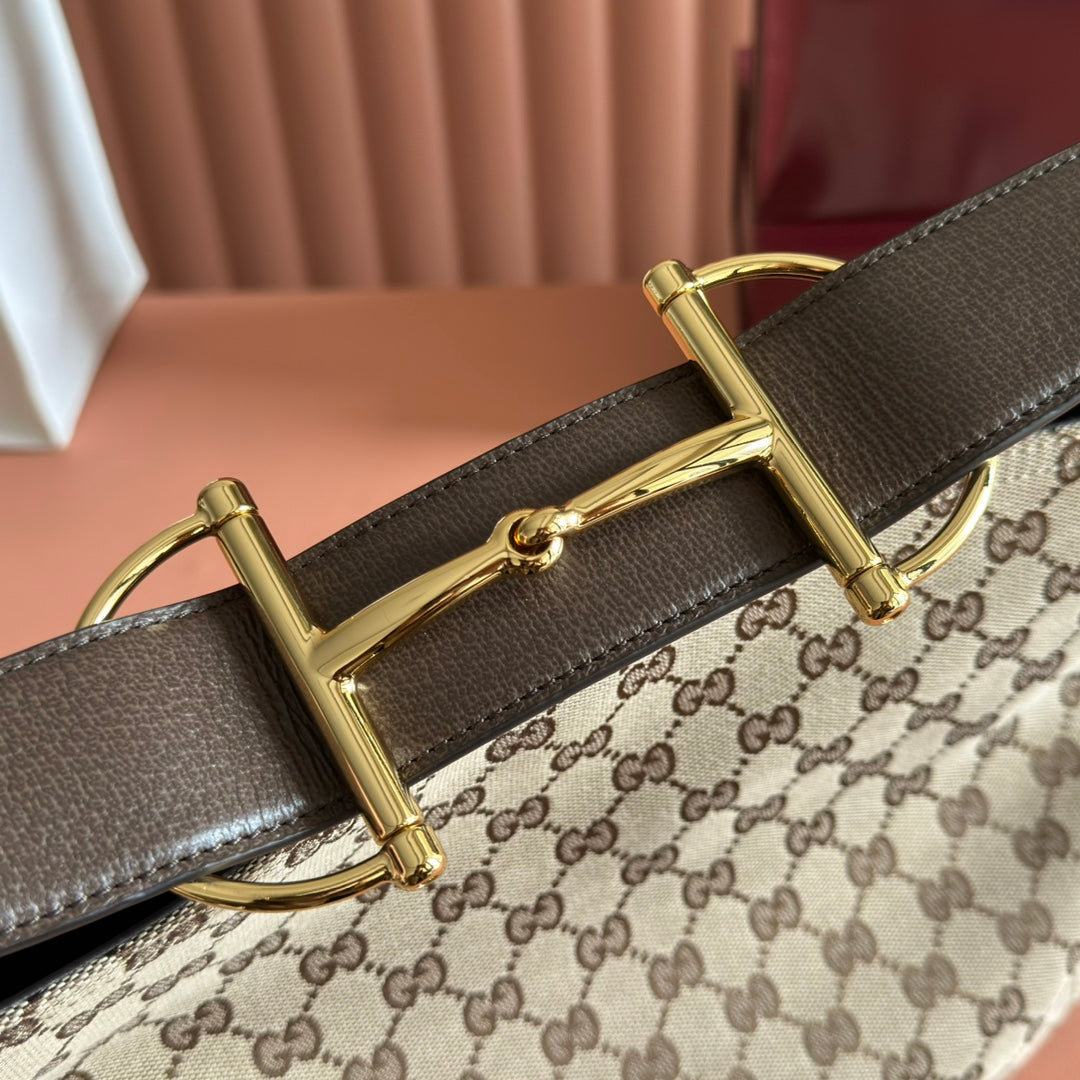 GUCCI 25S BEATRIX LARGE TOTE BAG 35 CM IN DARK BEIGE AND BROWN CANVAS