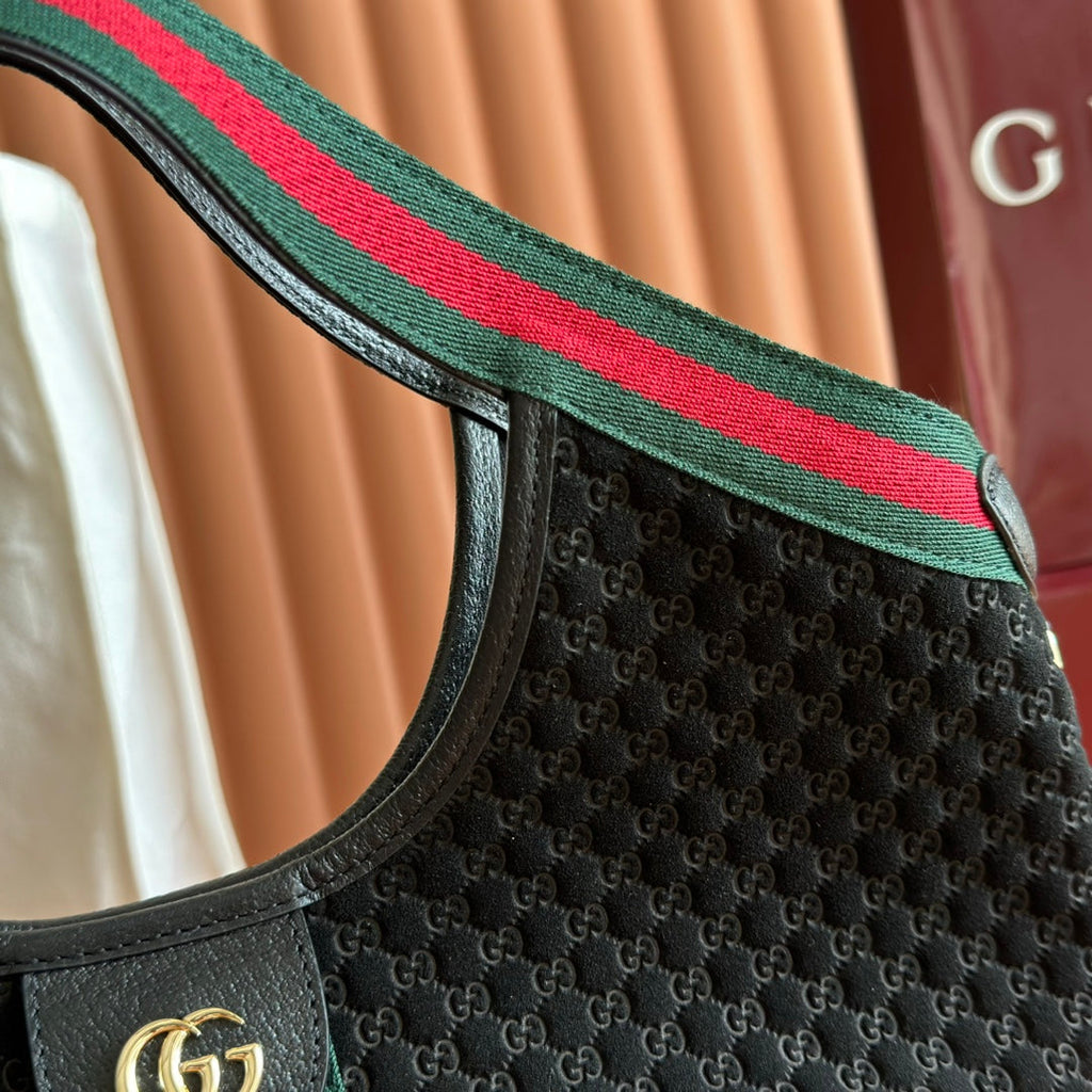 GUCCI 25S GIGLIO LARGE TOTE BAG 25 CM IN BLACK CANVAS