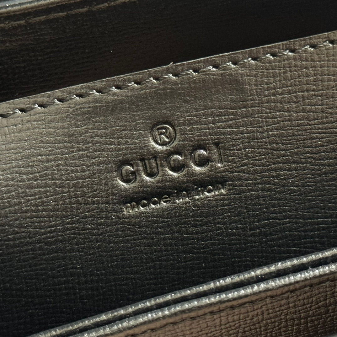 GUCCI 25S HORSEBIT 1955 MEDIUM SHOULDER BAG 22 CM IN BLACK CALFSKIN WITH GOLD HARDWARE