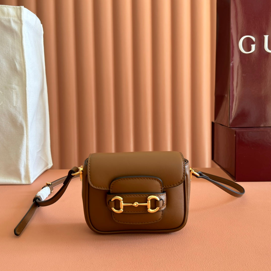 GUCCI 26S HORSEBIT 1955 BAG 13 IN BROWN CALFSKIN