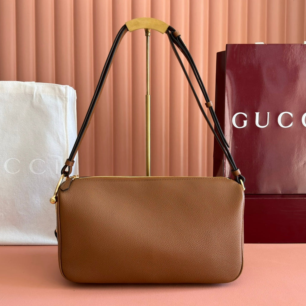 GUCCI 26S SHOULDER BAG 31 IN BROWN CALFSKIN