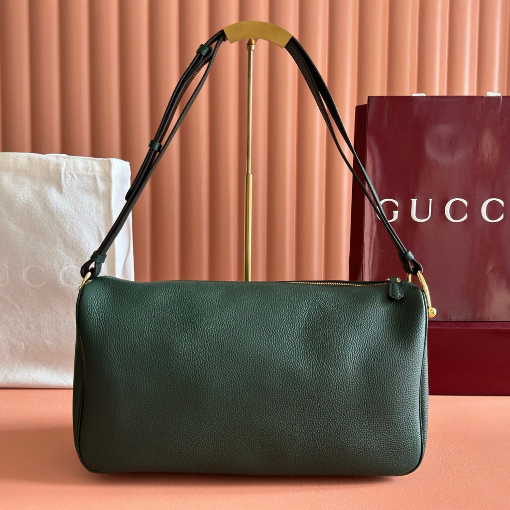 GUCCI 26S SHOULDER BAG 31 IN DARK GREEN CALFSKIN