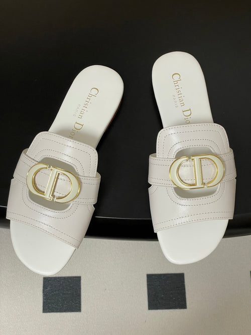 DIOR CLASSIC MONTAIGNE SANDALS 25S IN WHITE LAMBSKIN WITH CD LOGO
