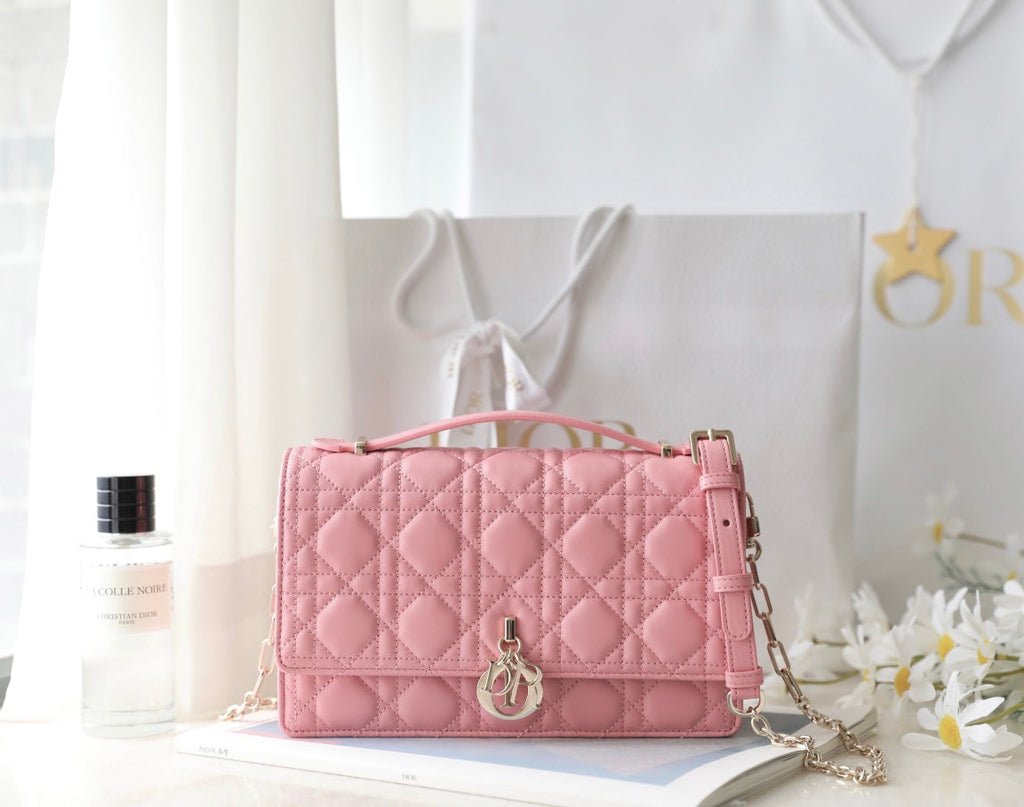 DIOR MINI 24 TOP-HANDLE LIGHT PINK LAMBSKIN