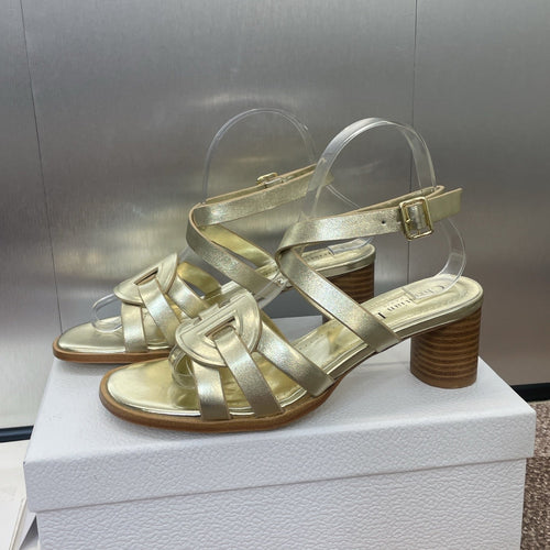 DIOR D-CLUB HIGH HEEL SLIDE 25S 55MM IN GOLD GLOSSY CALFSKIN