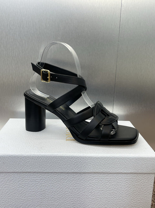 DIOR D-CLUB HIGH HEEL SLIDE 25S 80MM IN BLACK CALFSKIN